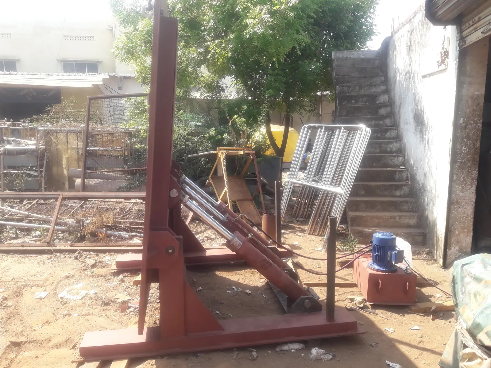 Custom fabricated hydraulic press frame built for a production requirement